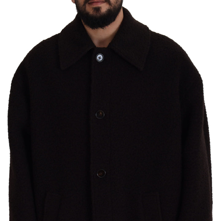 Dolce & Gabbana Black Alpaca Button Down Trench Coat Jacket