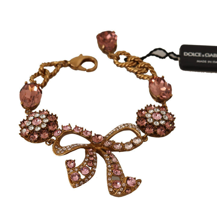 Dolce & Gabbana Gold Brass Chain Baroque Crystal Embellished Bracelet