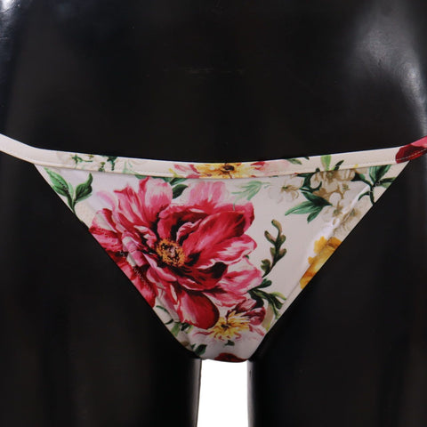 Dolce & Gabbana White Floral Print Bikini Bottom Swimwear