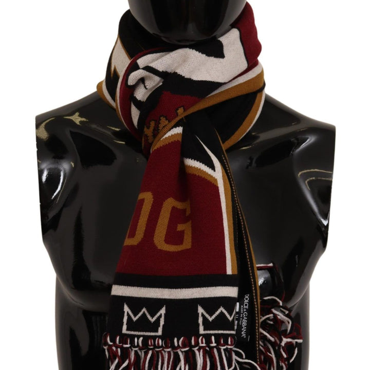 Dolce & Gabbana Multicolor Wool Knit DG King Shawl Wrap Scarf
