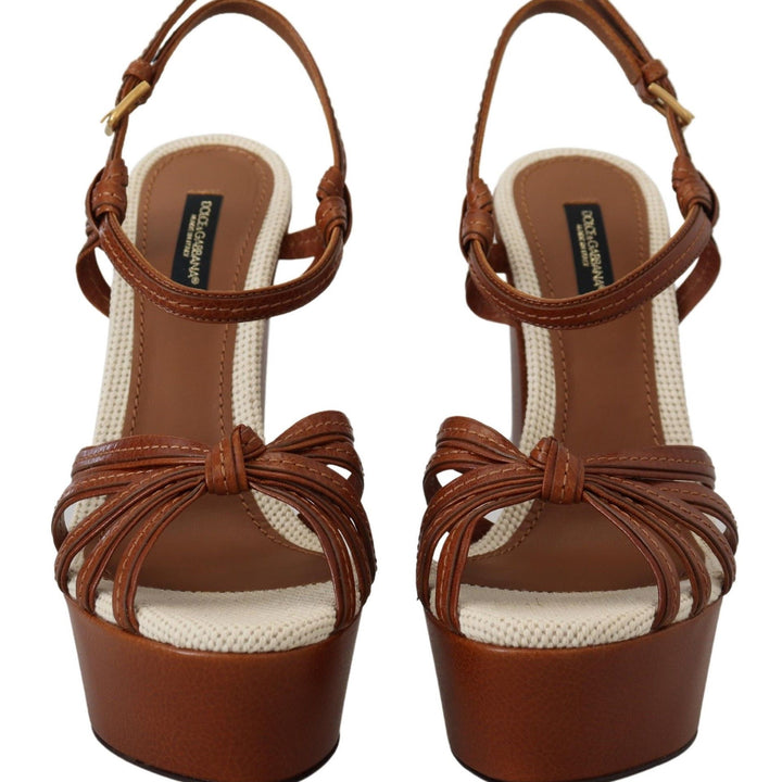 Dolce & Gabbana Brown Platform Leather Sandals Shoes