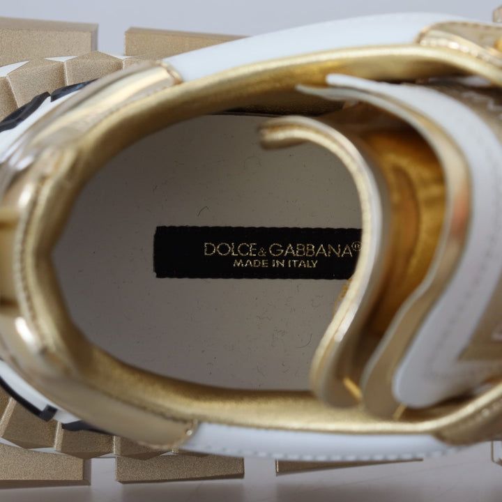 Dolce & Gabbana White and gold Super Queen Leather Shoes