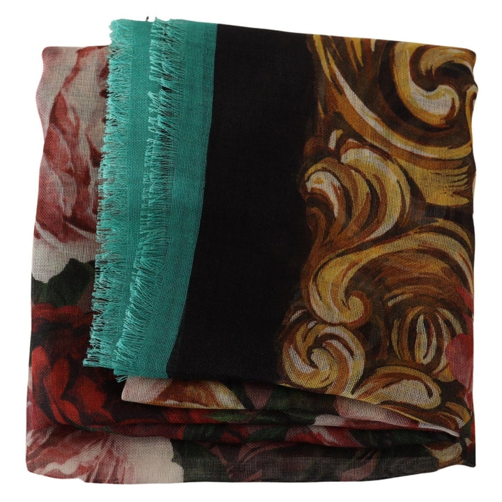 Dolce & Gabbana Multicolor Floral Print Cashmere Shawl Scarf