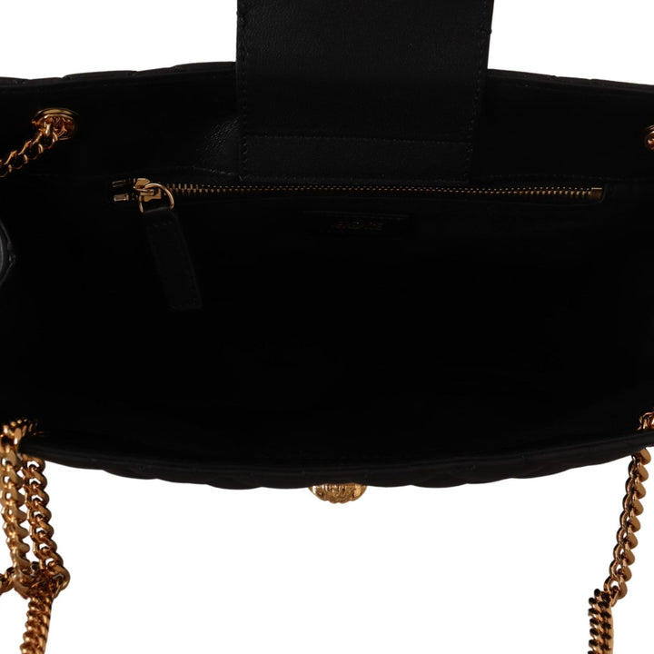 Versace Black Nappa Leather Medusa Large Tote Bag