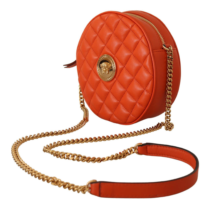 Versace Red Nappa Leather Medusa Round Crossbody Bag