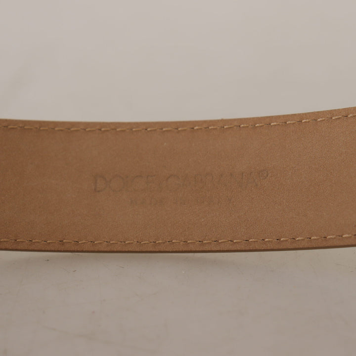 Dolce & Gabbana Metallic Gold Leather Logo Metal Waist Buckle Belt