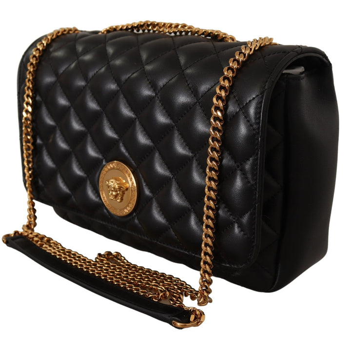 Versace Black Nappa Leather Medusa Shoulder Bag