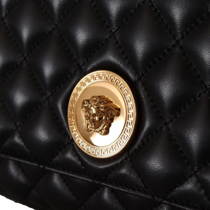 Versace Black Nappa Leather Medusa Shoulder Bag