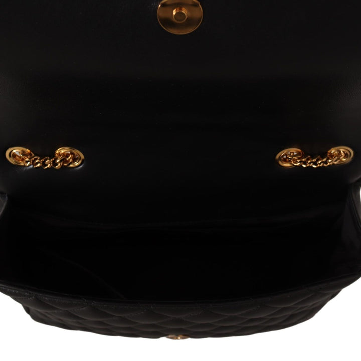 Versace Black Nappa Leather Medusa Shoulder Bag