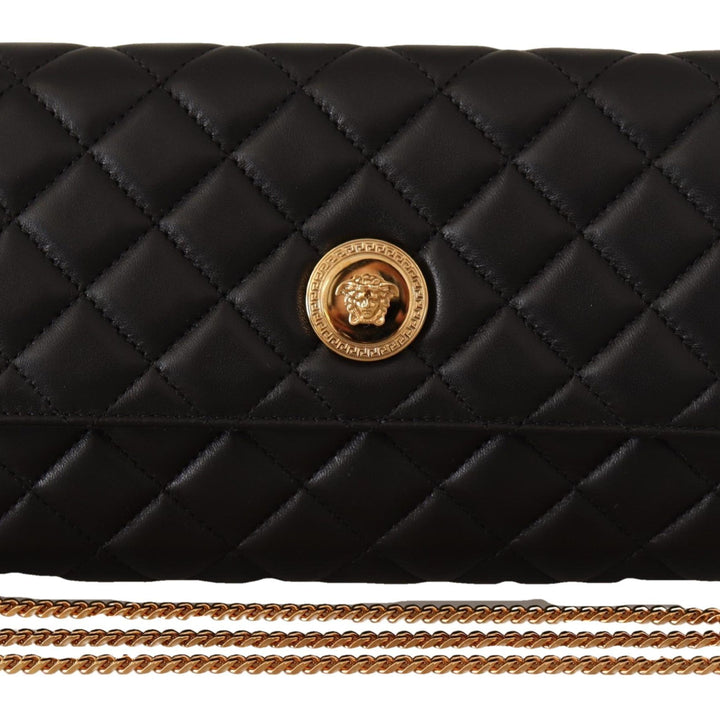 Versace Black Nappa Leather Medusa Evening Bag