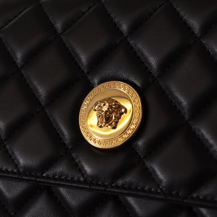 Versace Black Nappa Leather Medusa Evening Bag