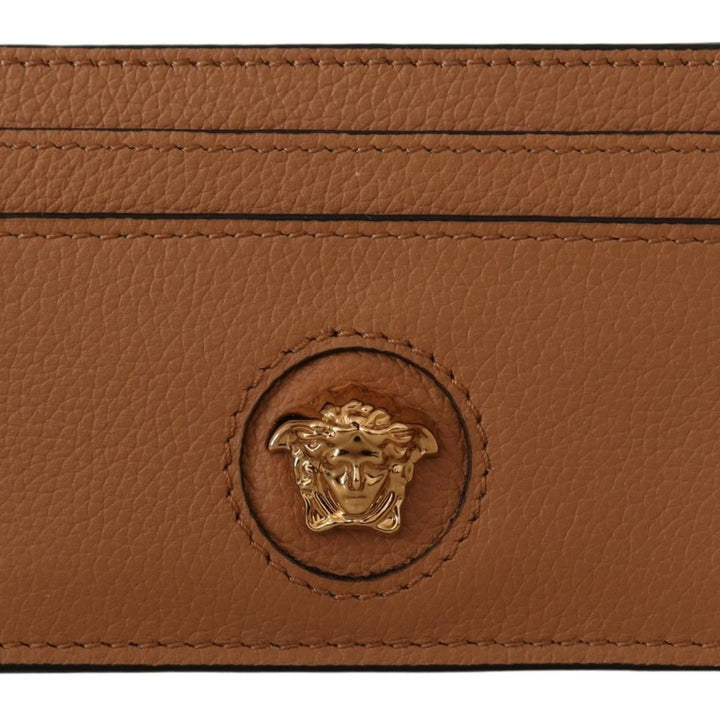 Versace Brown Calf Leather Card Holder Wallet