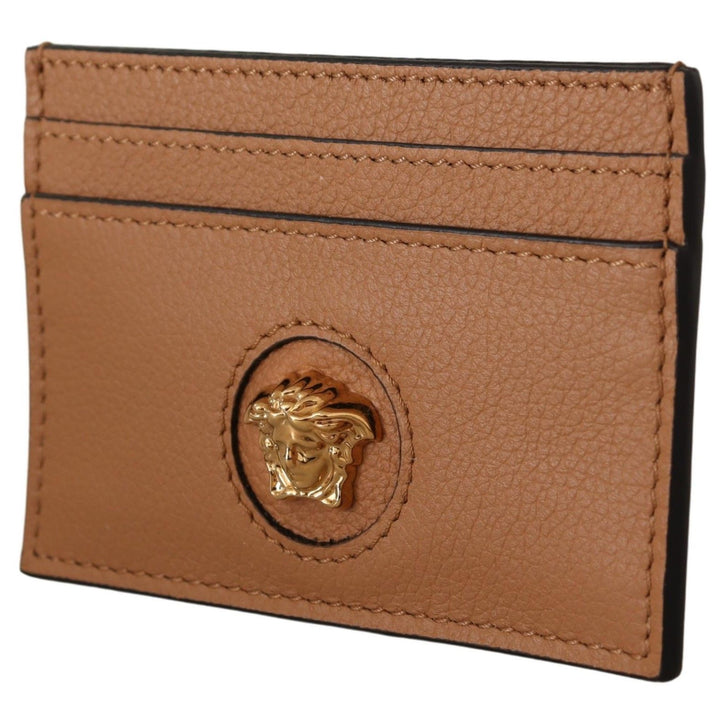 Versace Brown Calf Leather Card Holder Wallet