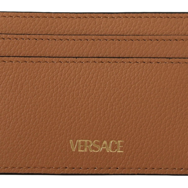 Versace Brown Calf Leather Card Holder Wallet