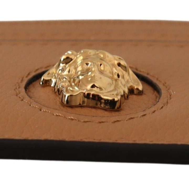 Versace Brown Calf Leather Card Holder Wallet