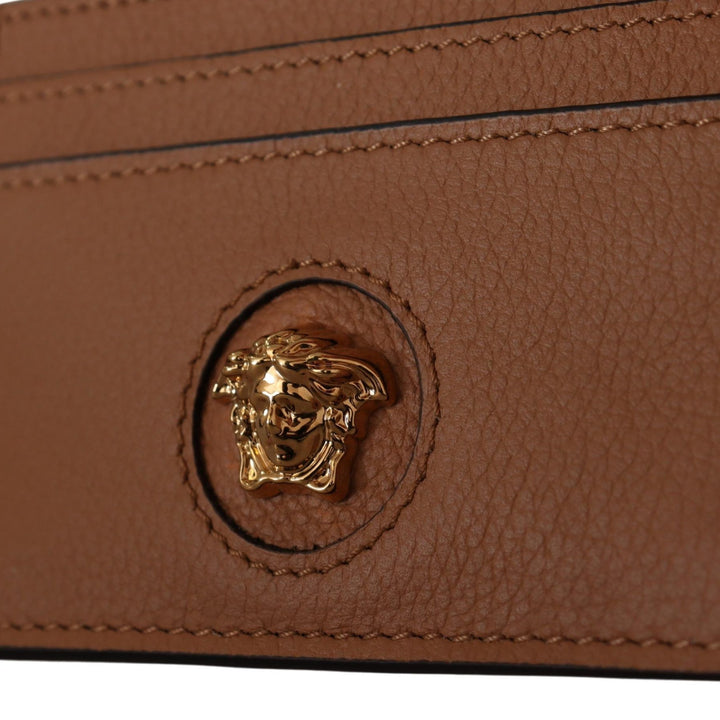 Versace Brown Calf Leather Card Holder Wallet