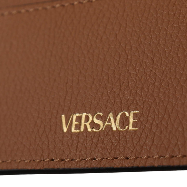 Versace Brown Calf Leather Card Holder Wallet