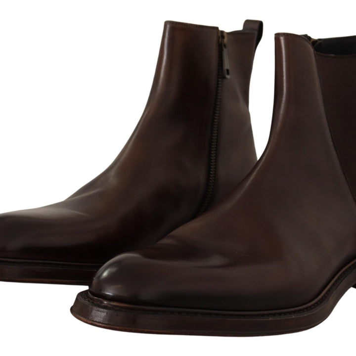 Dolce & Gabbana Brown Leather Chelsea Mens Boots