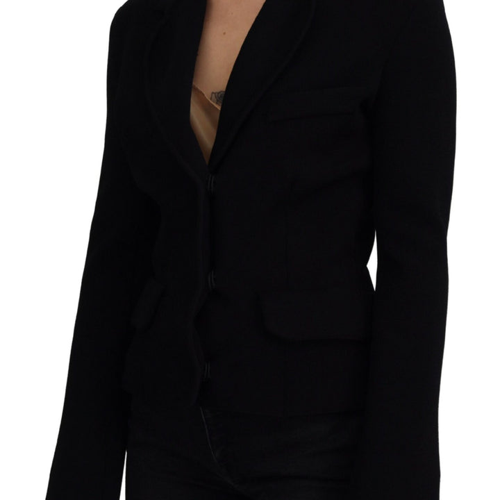 Dolce & Gabbana Black Button Cardigan Blazer Viscose Jacket