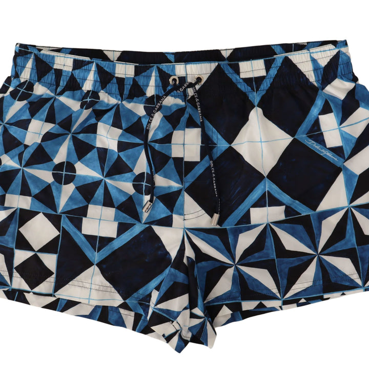 Dolce & Gabbana Blue Majolica Print Polyester Swimwear