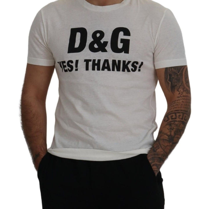 Dolce & Gabbana White D&G YES! THANKS! Tee Cotton T-shirt