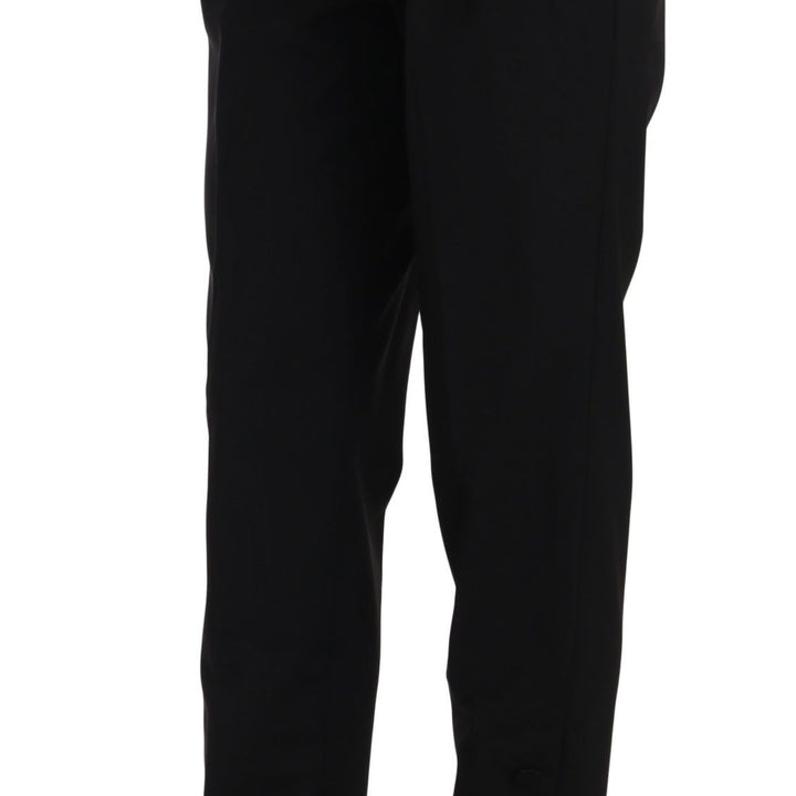 Dolce & Gabbana Black Button Pleated Tapered Trouser Pants