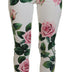 Dolce & Gabbana White Rose Print High Waist Pants