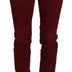 Dolce & Gabbana Maroon Corduroy Slim Fit Women Casual Pants