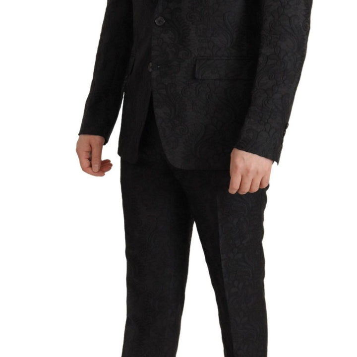 Dolce & Gabbana Black Brocade Formal 2 Piece MARTINI Suit