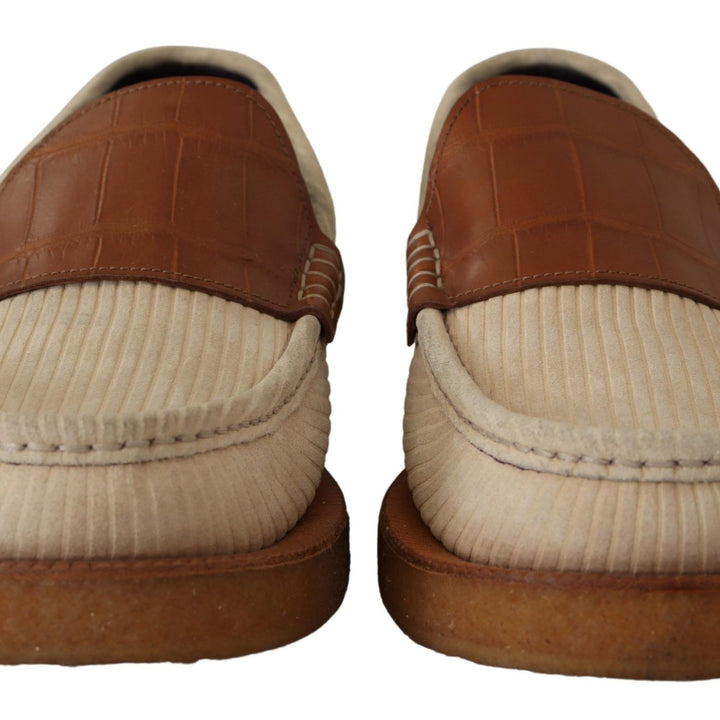 Dolce & Gabbana White Brown Fox Moccasins Loafers Shoes