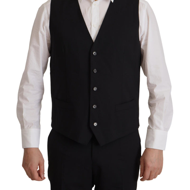 Dolce & Gabbana Black Virgin Wool Formal 3 Pc MARTINI Suit
