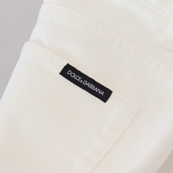 Dolce & Gabbana Off White High Waist Skinny Denim Cotton Jeans