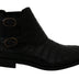 Dolce & Gabbana Black Crocodile Leather Derby Boots Shoes