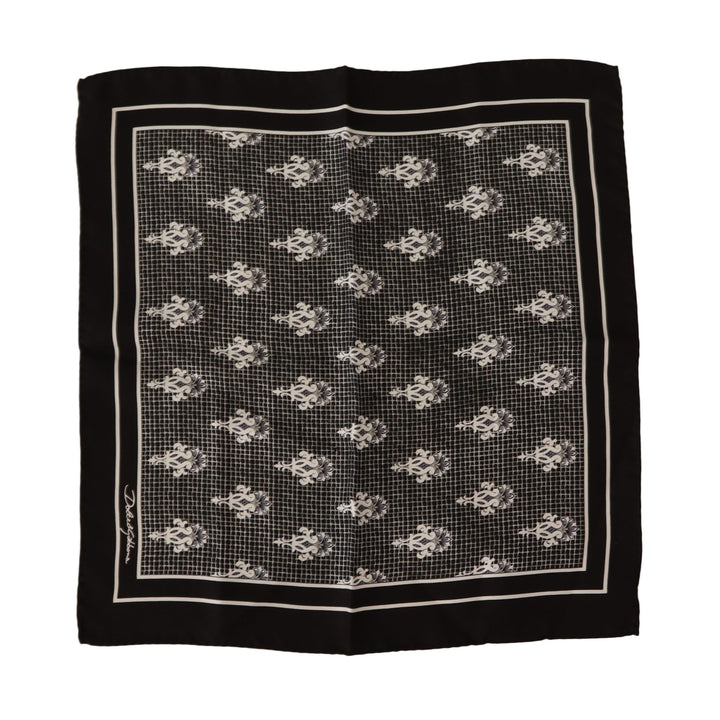 Dolce & Gabbana Black Patterned Square Men Handkerchief Scarf