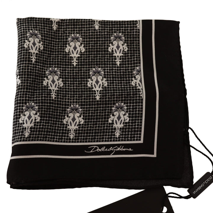 Dolce & Gabbana Black Patterned Square Men Handkerchief Scarf