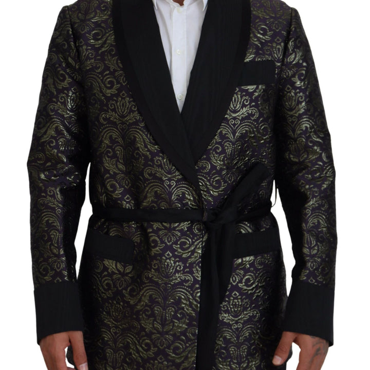 Dolce & Gabbana Gold Purple Baroque Jacket Blazer Robe