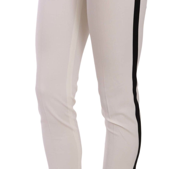 Dolce & Gabbana White Side Stripe Cropped Skinny Pants