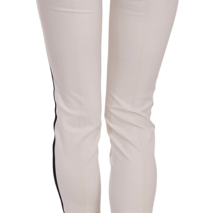 Dolce & Gabbana White Side Stripe Cropped Skinny Pants