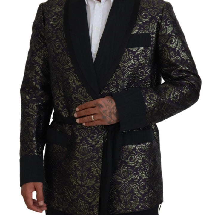 Dolce & Gabbana Gold Purple Baroque Jacket Blazer Robe