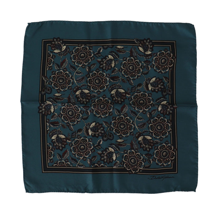 Dolce & Gabbana Blue Floral Silk Square Handkerchief Scarf