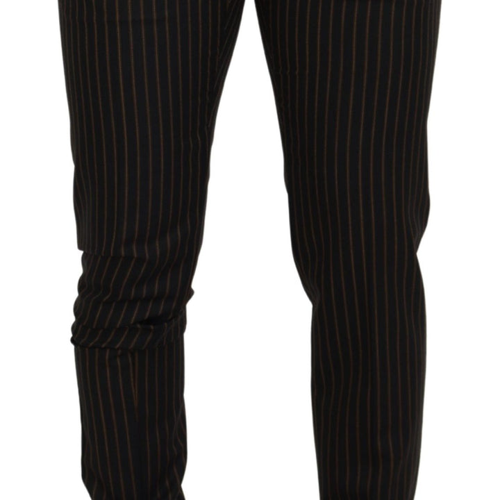 Dolce & Gabbana Black Brown Striped Men Formal Pants