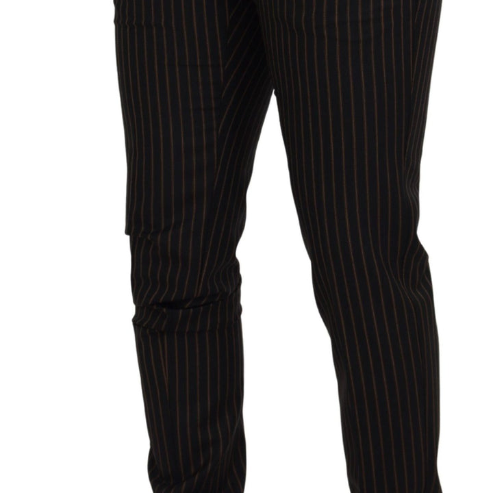 Dolce & Gabbana Black Brown Striped Men Formal Pants