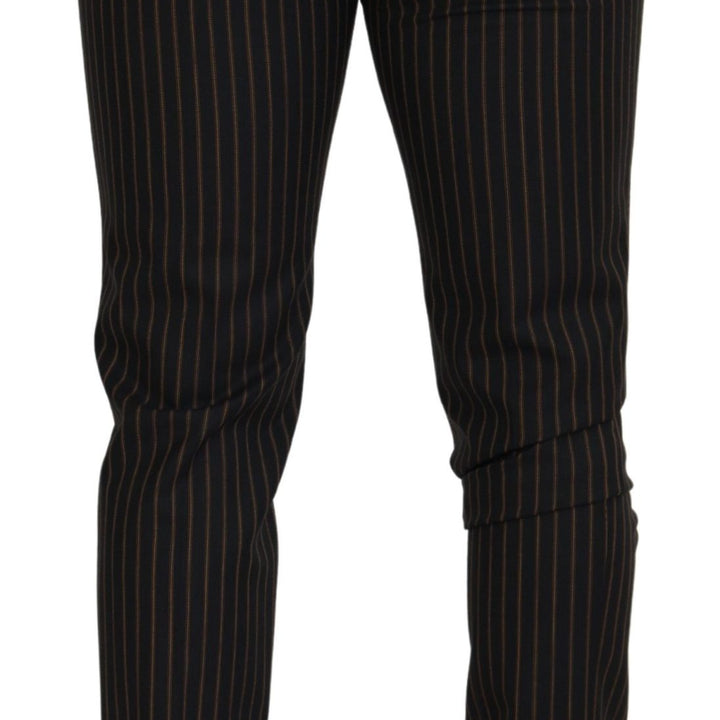 Dolce & Gabbana Black Brown Striped Men Formal Pants