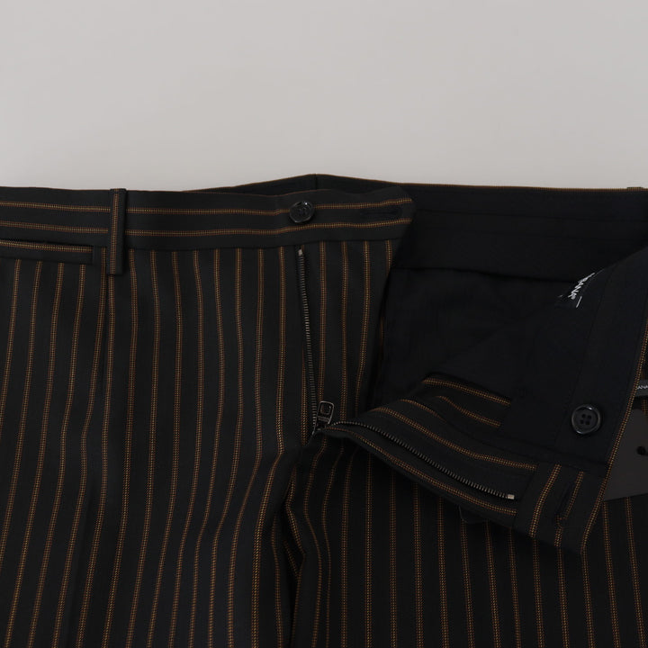 Dolce & Gabbana Black Brown Striped Men Formal Pants