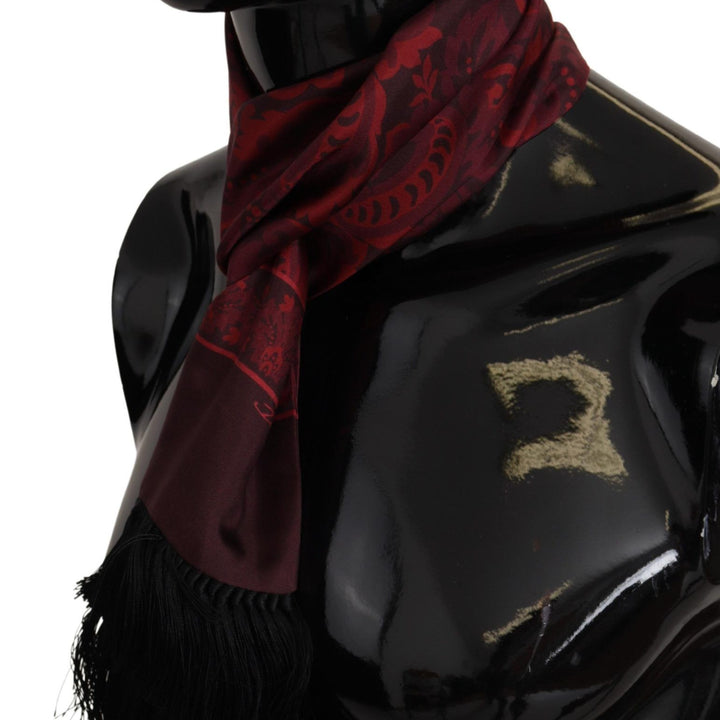 Dolce & Gabbana Red Silk Paisley-Embossed Neck Warmer Scarf