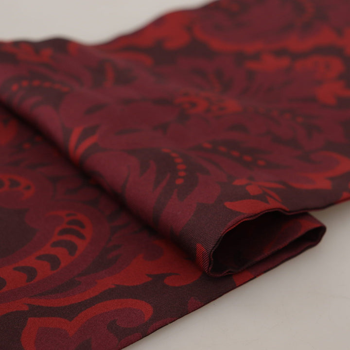 Dolce & Gabbana Red Silk Paisley-Embossed Neck Warmer Scarf