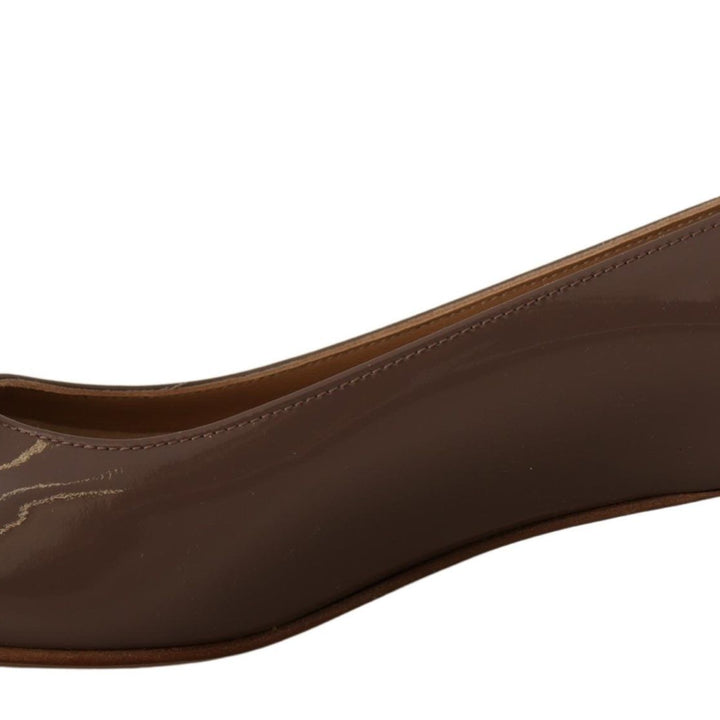 Salvatore Ferragamo Brown Naplak Calf Leather Pumps Shoes