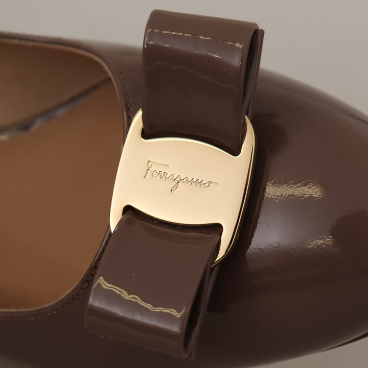 Salvatore Ferragamo Brown Naplak Calf Leather Pumps Shoes