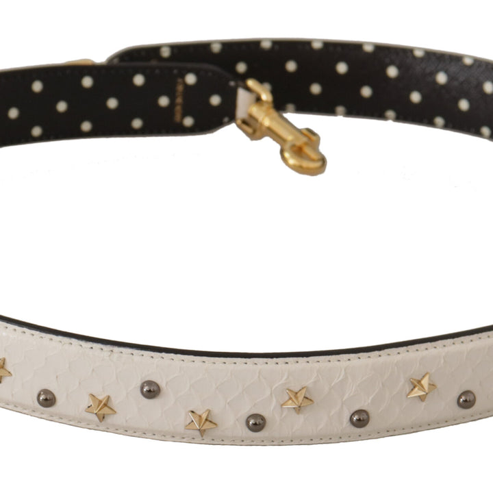Dolce & Gabbana White Crystals Leather Bag Shoulder Strap