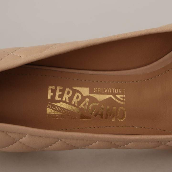 Salvatore Ferragamo Beige and Black Nappa Leather Pumps Shoes